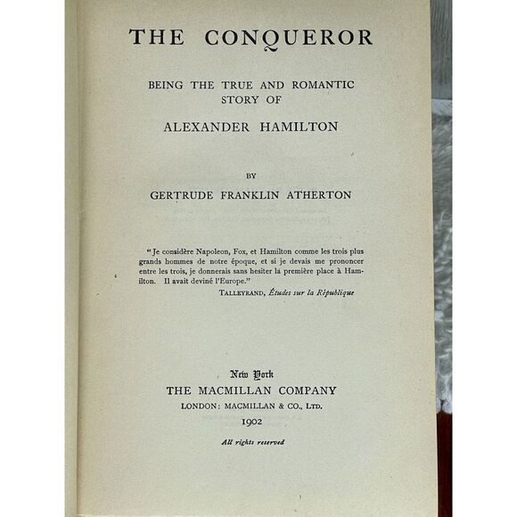 The Conqueror by Gertrude Atherton Hardcover Book 1902 First Edition - Picture 6 of 9